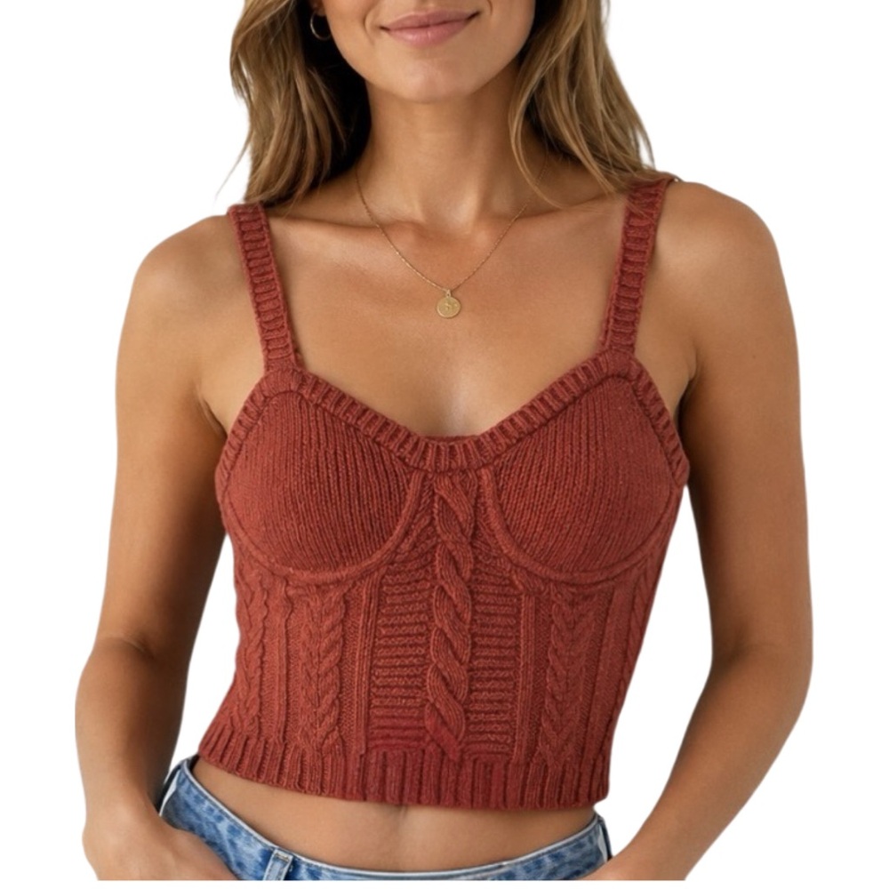 FOR LOVE & LEMONS KAROLINA SWEATER TANK TOP IN SIENNA SIZE SMALL